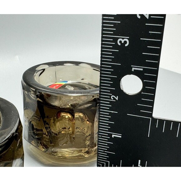 Vtg Fostoria Amber Brown Glass Taper Candle Stick Holder 2" Stackable Depression - Picture 4 of 11